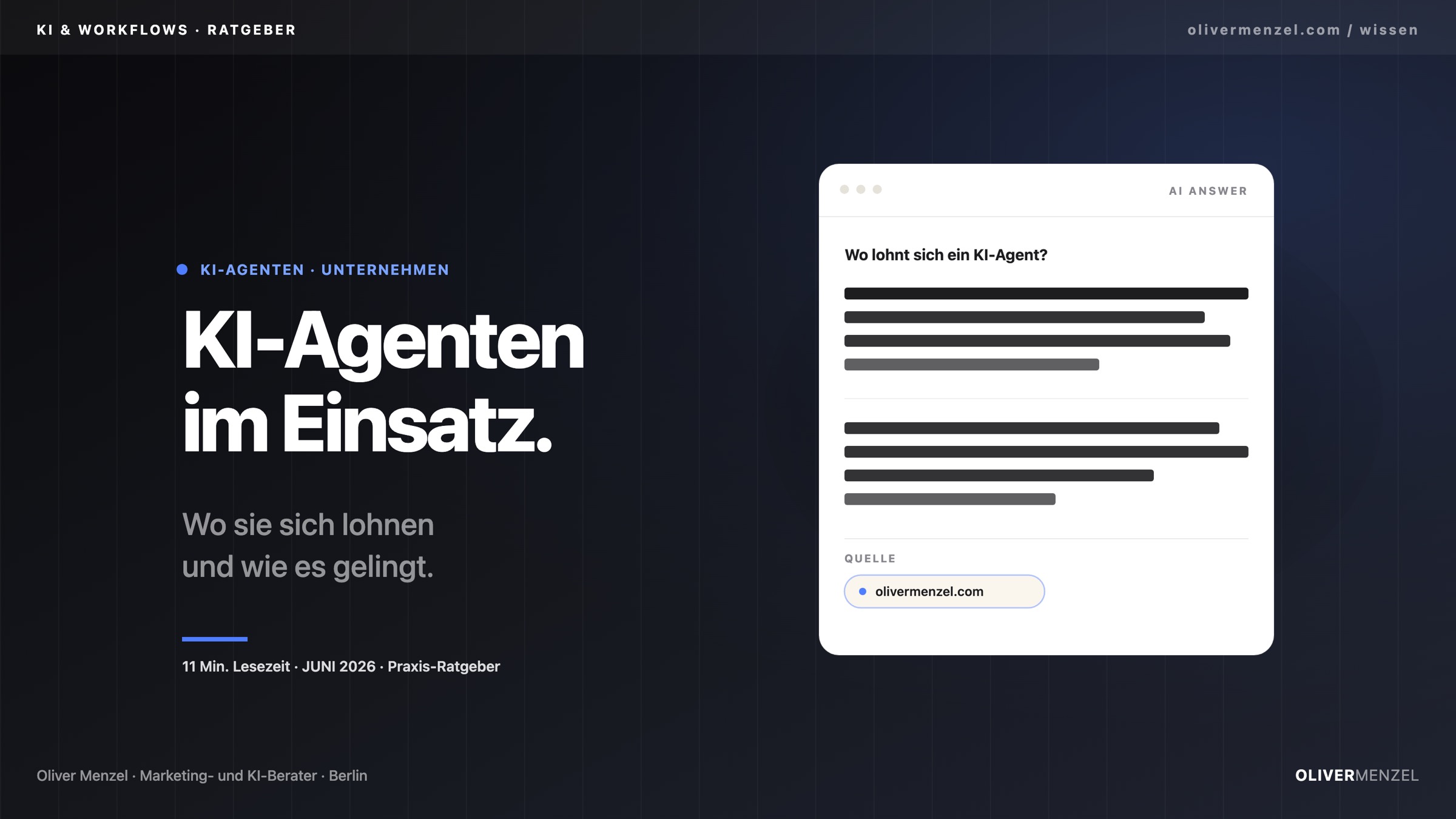 KI-Agenten für Unternehmen. Cover zum Ratgeber von Oliver Menzel.